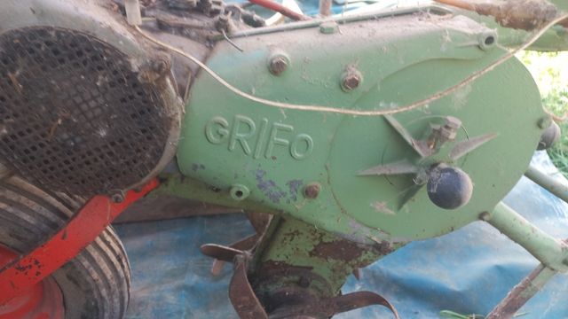 Motocultor verde con remolque