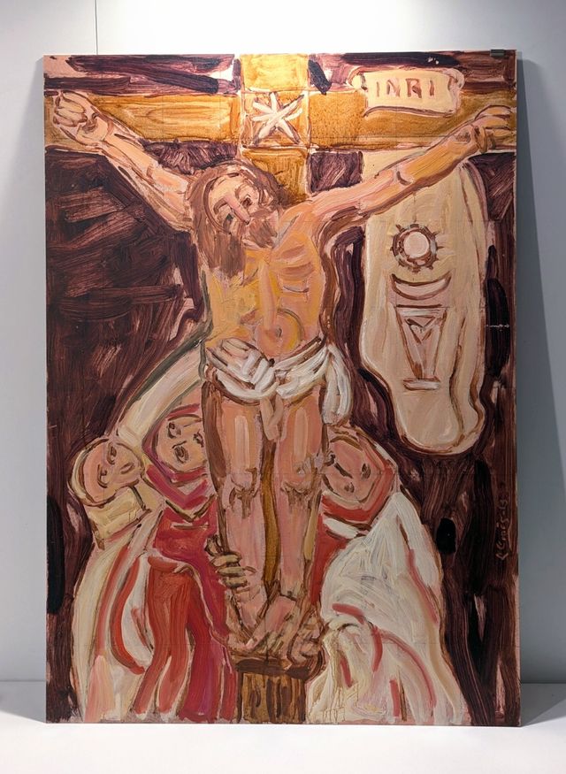 Llopis Beltrá óleo Cristo crucificado gran formato
