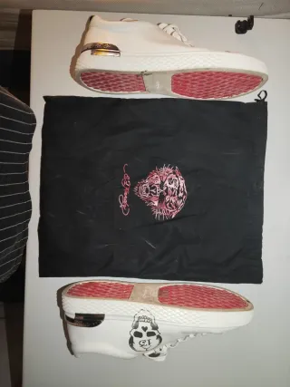 Zapatillas Ed Hardy 13 Skull Cuero Blanco T45