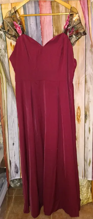 Vestido largo burdeos Shein Curve 2XL
