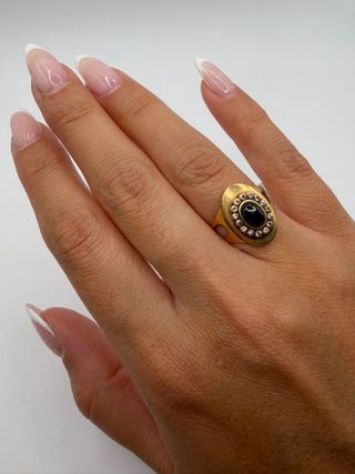 Anillo Oro 18k Zafiro Negro Diamantes