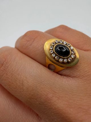 Anillo Oro 18k Zafiro Negro Diamantes
