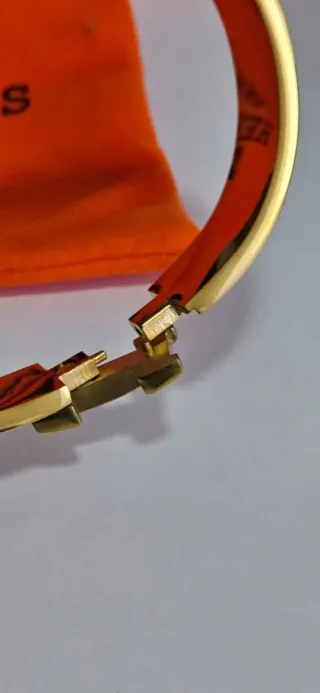 Pulsera Hermès H Esmalte Dorado Naranja