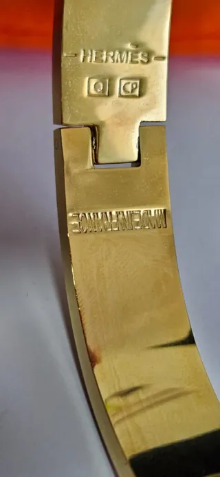 Pulsera Hermès H Esmalte Dorado Naranja