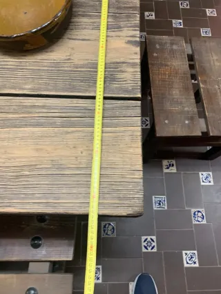 Mesa Rústica Pino Macizo con Bancos y Sillas