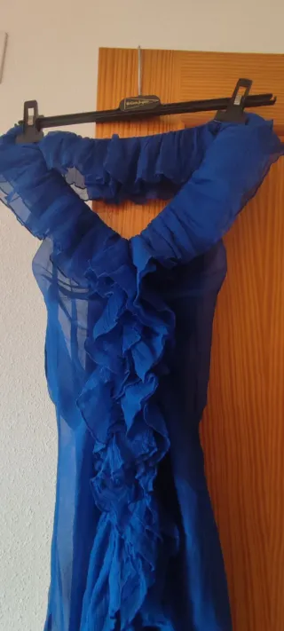Vestido de fiesta azul con volantes,Etxart & Panno