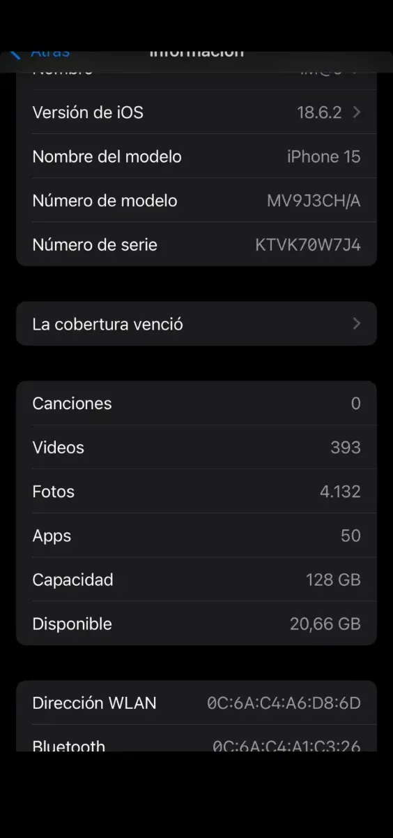 iPhone 15 Negro 128GB