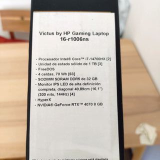 Portátil HP Victus RTX 4070 8GB i7 32GB RAM 1TB