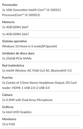 Portátil Lenovo Intel Core i3 10th Gen. ideapad 3