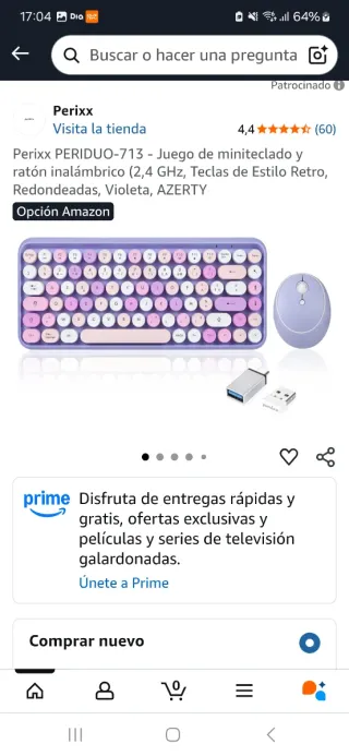 Teclado Pevixx 713 PP Ratón Morado