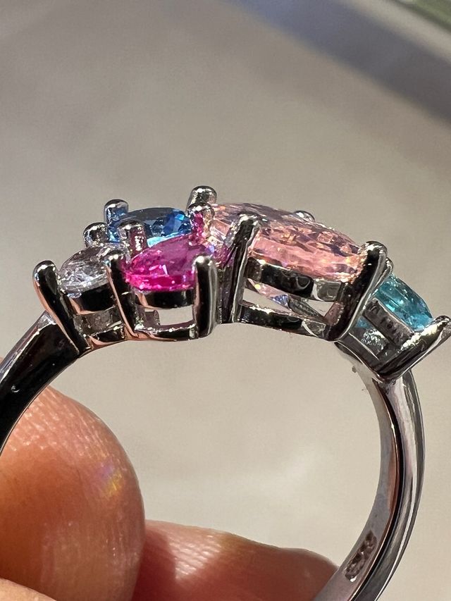 Anillo Plata Rodiada con Circonitas Colores