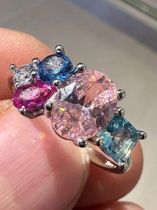 Anillo Plata Rodiada con Circonitas Colores