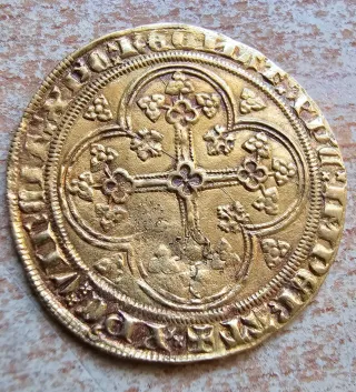 Moneda de oro medieval francesa 