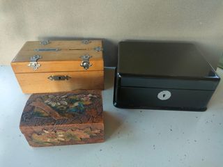 Lotto 3 scatole legno vintage