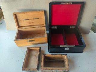 Lotto 3 scatole legno vintage