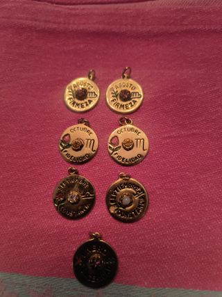 Lote Medallas Chapadas Oro Meses Zodiaco