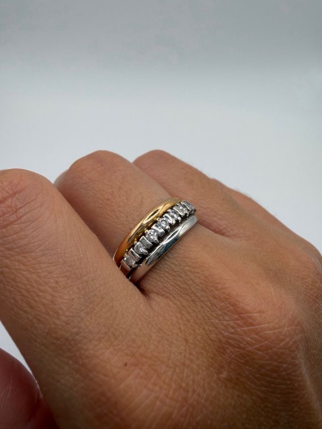 Anillo triple oro 18k y diamantes