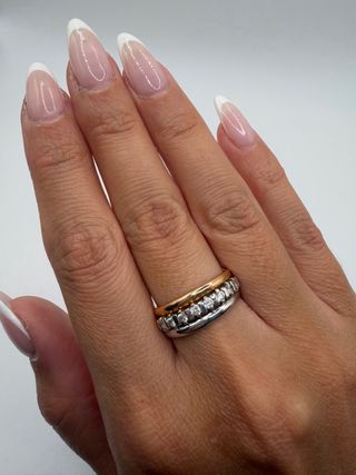 Anillo triple oro 18k y diamantes