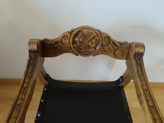 Silla Savonarola Madera Maciza Cuero