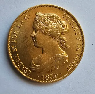 Moneda Oro 100 Reales 1859