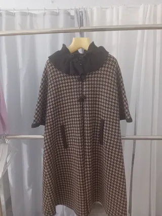 Abrigo lana pura mujer beige y marrón