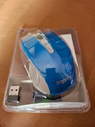 Ratón Óptico Inalámbrico Aprox Azul/Blanco