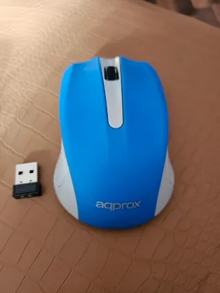 Ratón Óptico Inalámbrico Aprox Azul/Blanco