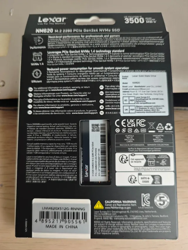 Lexar NM620 SSD 512GB M.2 PCIe Gen3x4 NVMe