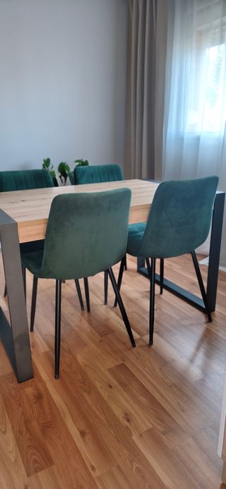 Sillas salón comedor terciopelo verde