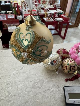 Palla di Natale HERVIT Vetro Oro e Verde