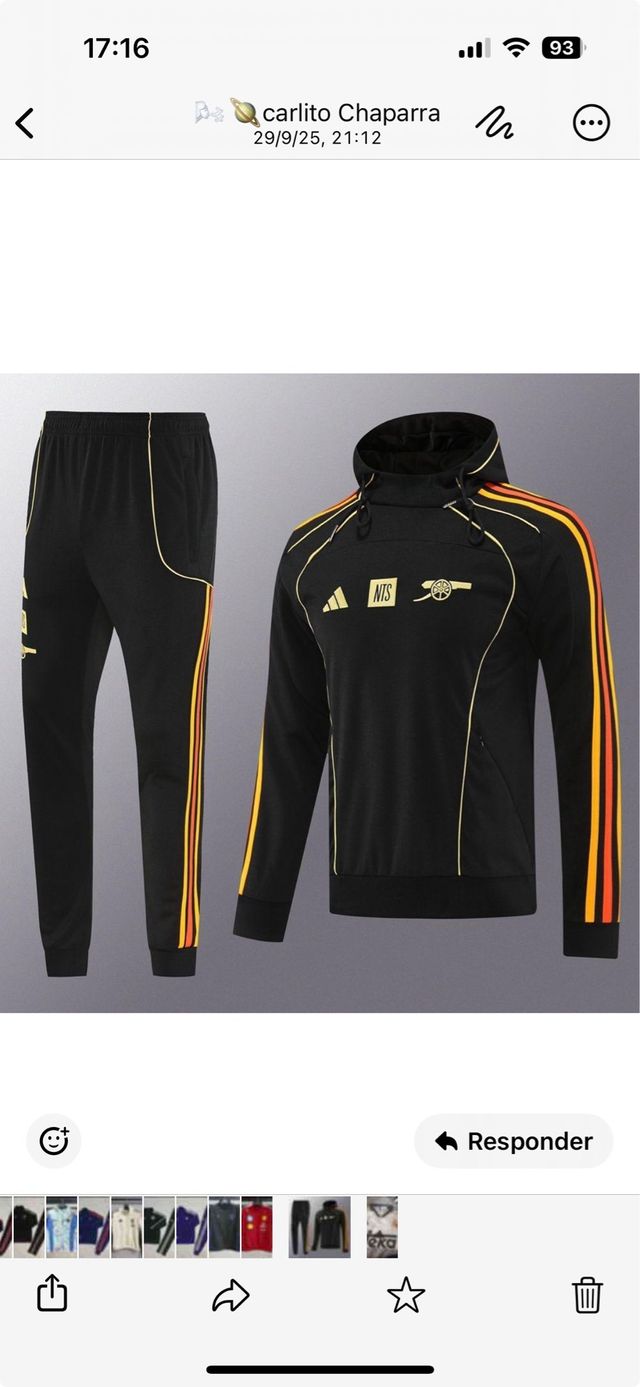 Chándal Arsenal Adidas Negro/Dorado