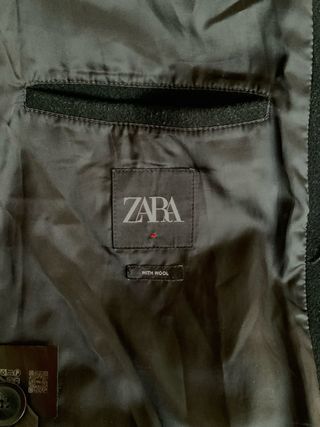 Abrigo Zara Lana Negro Hombre