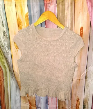 Blusa beige fruncida 100% algodón