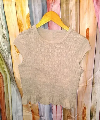 Blusa beige fruncida 100% algodón