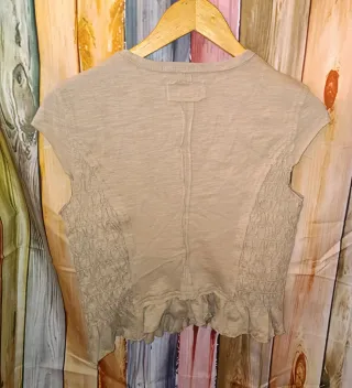 Blusa beige fruncida 100% algodón