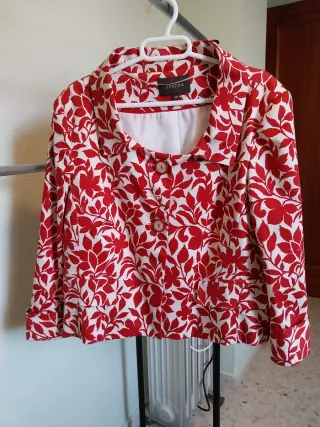 Chaqueta Zendra Estampada Roja Talla 48 mujer