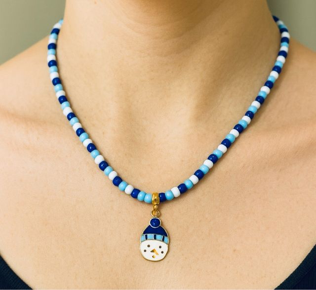 Collar Cuentas Navidad Verde y Blanco