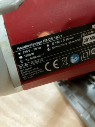 Sierra Circular Einhell RT-CS 190/1