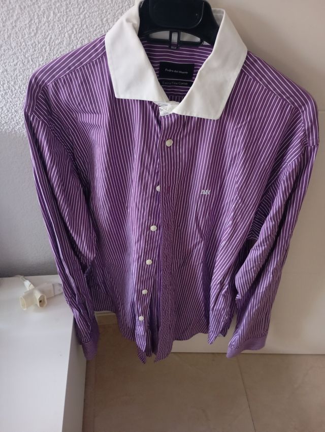 Camisa Pedro del Hierro Rayas Morado Blanco