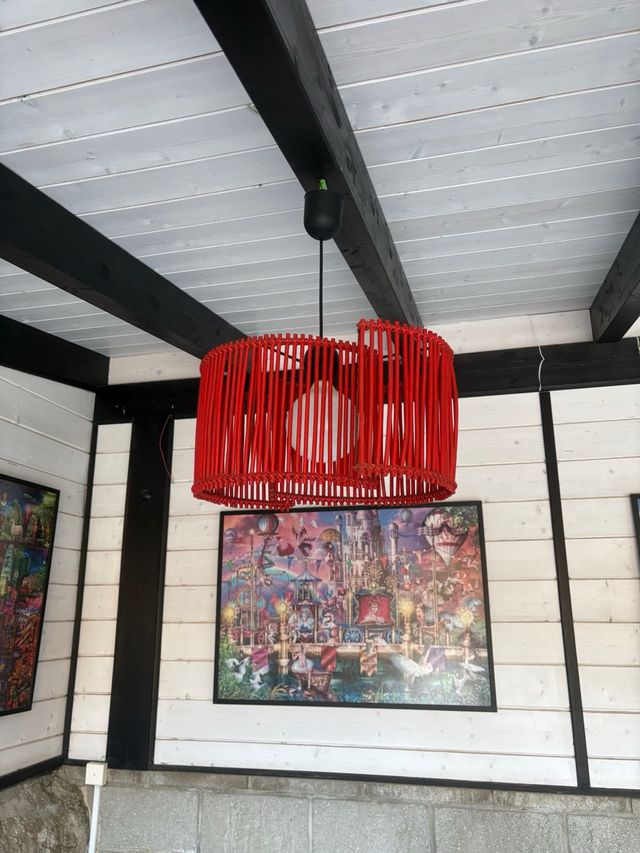 4 Lámparas Madera Roja