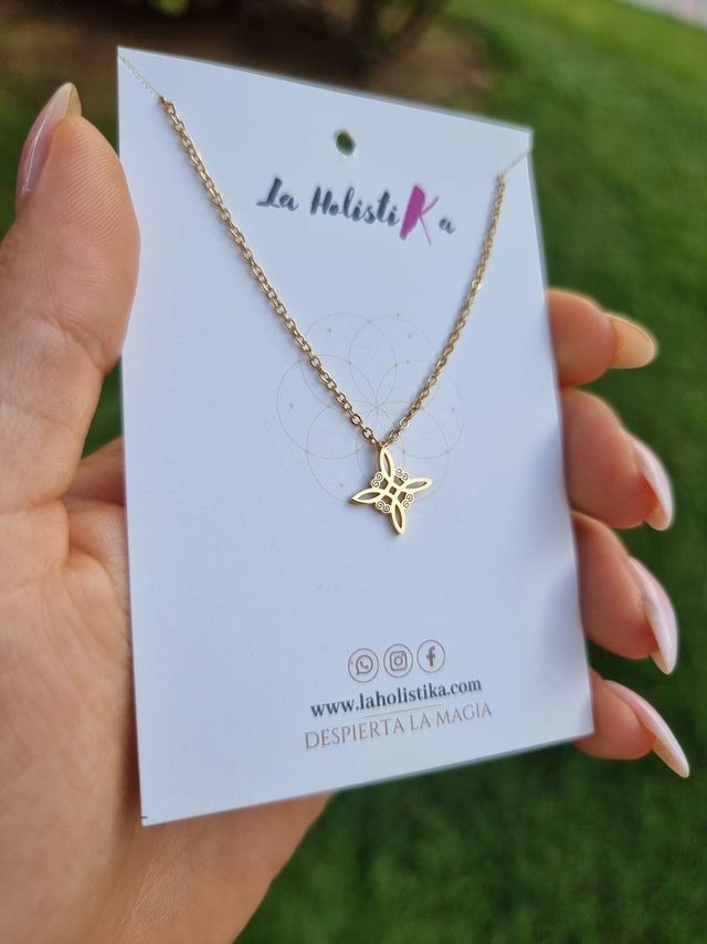Colgante Dorado Nudo de Bruja – Acero Inoxida