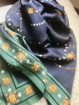 Maxi foulard in seta blu e verde