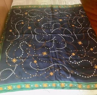 Maxi foulard in seta blu e verde