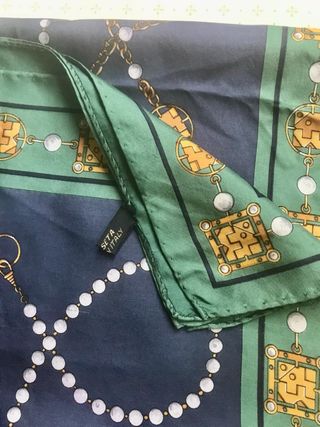Maxi foulard in seta blu e verde