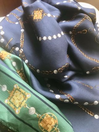 Maxi foulard in seta blu e verde