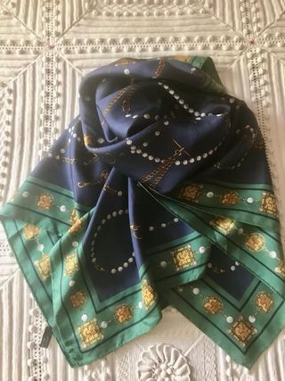 Maxi foulard in seta blu e verde