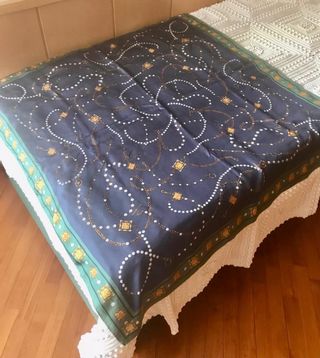 Maxi foulard in seta blu e verde