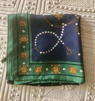 Maxi foulard in seta blu e verde