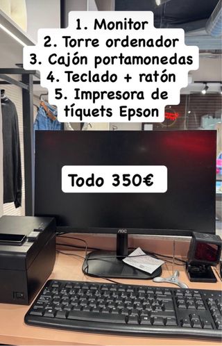 Pack TPV: Monitor, Torre, Teclado, Ratón, Cajón