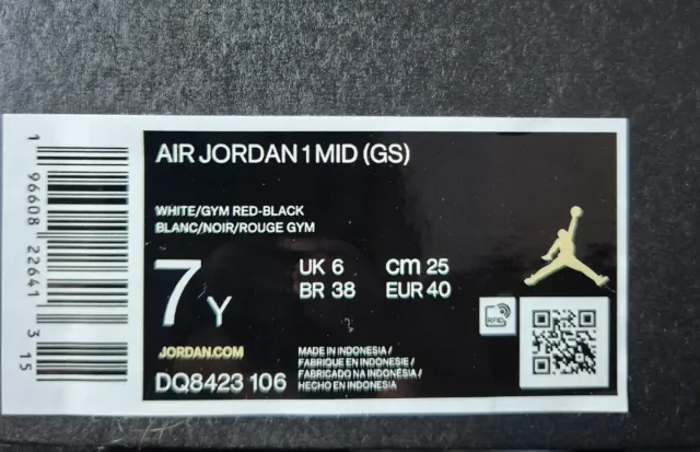 Nike Jordan 1  MID  (GS)  Talla 38